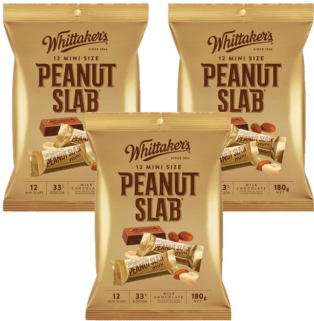 휘태커스 미니 슬랩 피넛 밀크 초콜릿, 180g, 3개