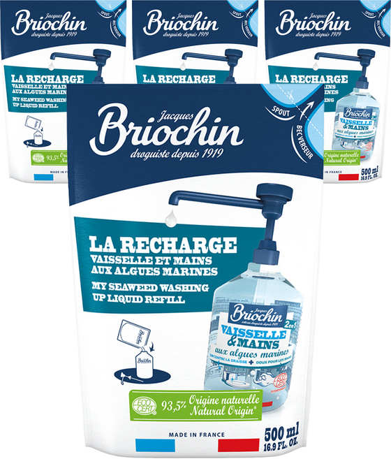 브리오신 식품용 기구 용기용 주방세제 리필, 500ml, 4개