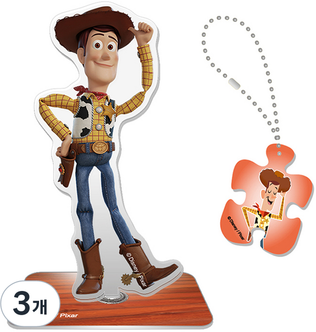 퍼즐라이프 디즈니 토이스토리 우디 아크릴 스탠드 앤 퍼즐키링 DAS306, 3개