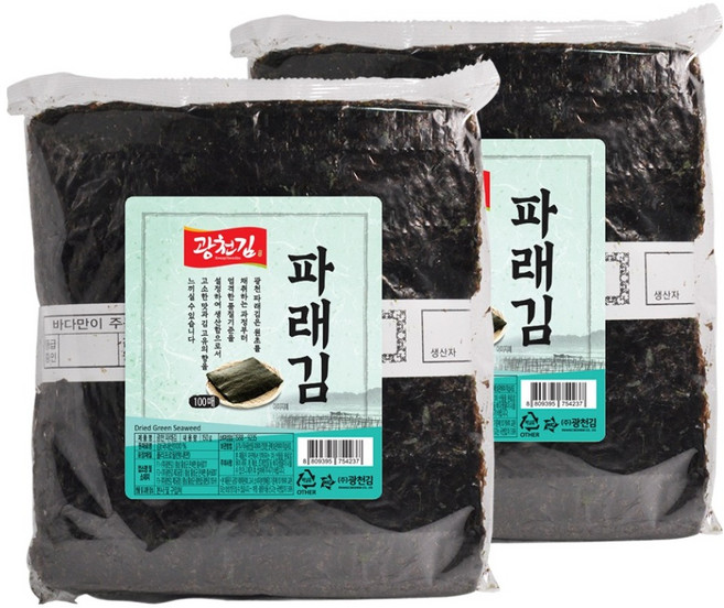 광천김 파래 생김 100p, 150g, 2개