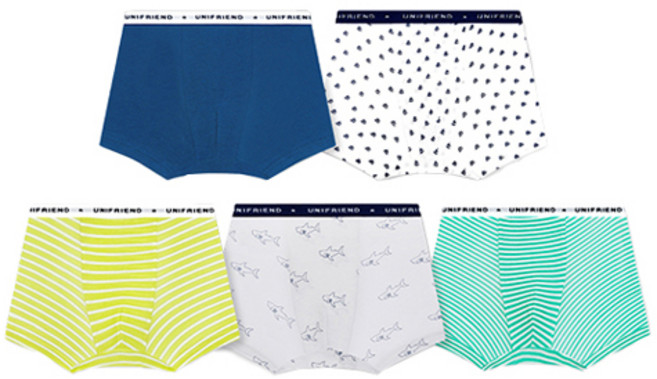 유니프랜드 주니어 남아용 마린 드로즈 5종 세트