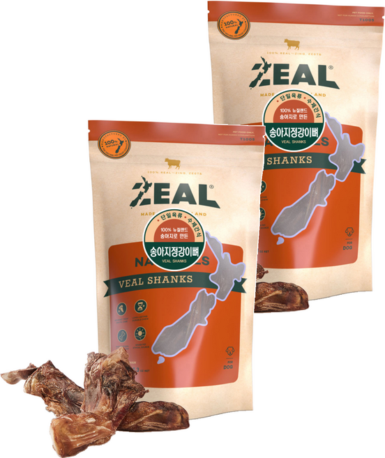 질 뉴질랜드산 강아지 수제간식, 송아지 정강이뼈, 150g, 2개