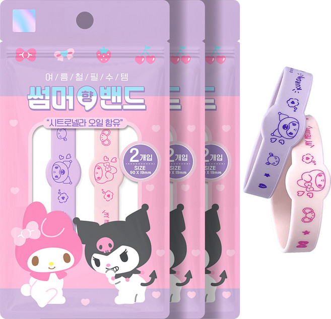 아텍스 마이멜로디 앤 쿠로미 썸머향 밴드 2p, 혼합색상, 3개