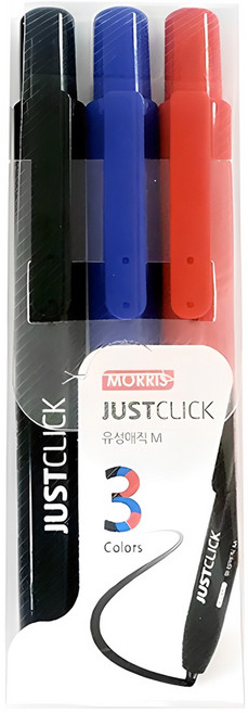 저스트클릭 유성매직세트 M, Black + Blue + Red, 3개
