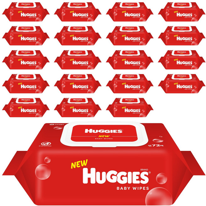 하기스 아기물티슈 캡형, 65g, 72매, 20개