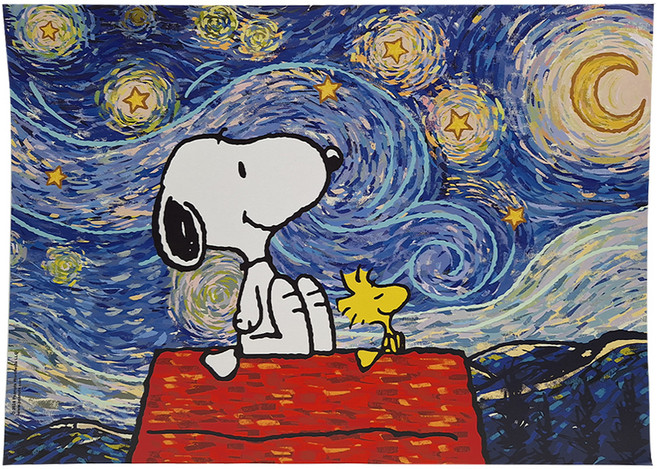 PEANUTS 史努比 大師鉅作A3海報, 星夜 多色