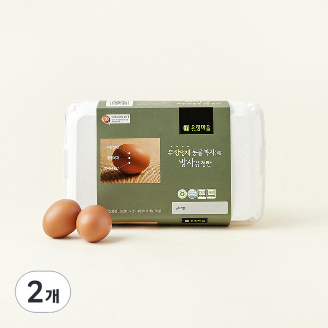 난각1번 유정마을 동물복지 방사유정란 780g, 15구, 2개