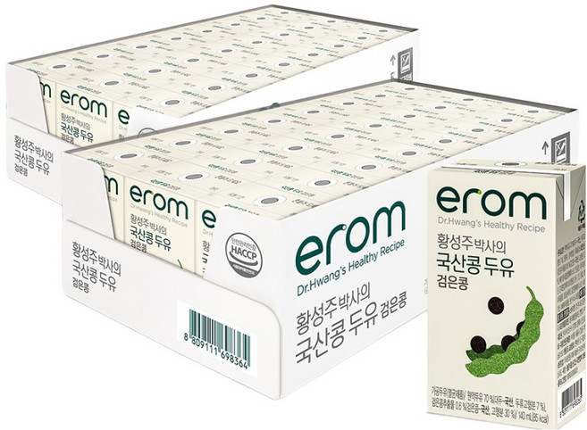 이롬 황성주 박사의 국산콩 두유 검은콩, 140ml, 48개