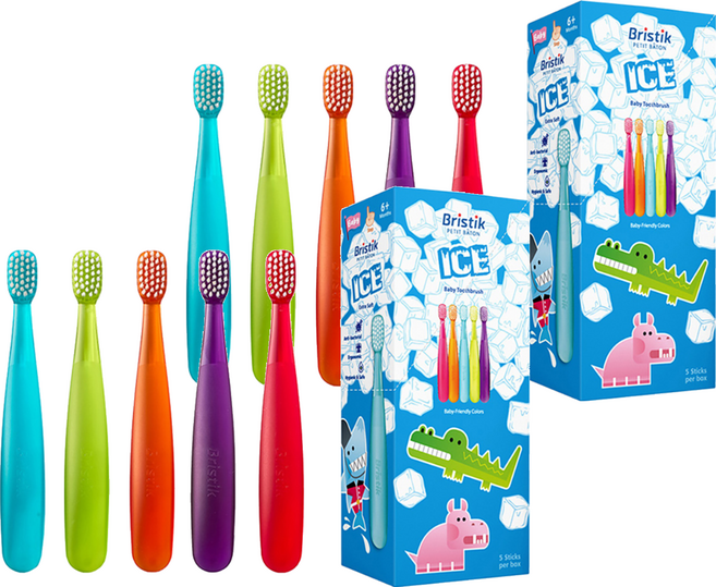 브리스틱 에르고 1단계 아이스 유아 칫솔, 혼합색상, 5개입, 2세트