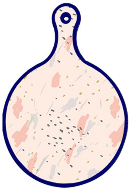 로엠디자인 블루에디션 양면 원형 서빙 도마 패턴자국, 애플화이트, 1개