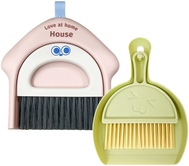 데일드 캐릭터 미니 빗자루 + 쓰레받이 2종 세트, 핑크하우스, 심플그린, 1세트