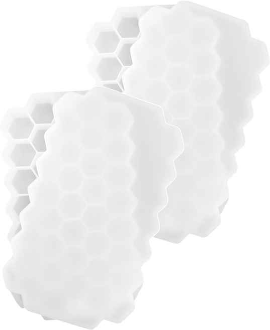 蜂巢冰塊盒 37格 含密封蓋 130g, 透明白, 2個