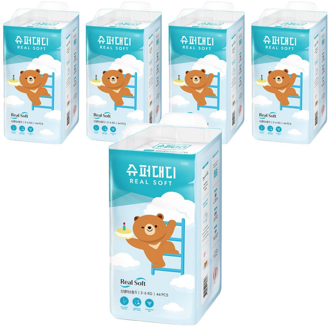 슈퍼대디 리얼소프트 밴드형 기저귀 신생아, 신생아용(NB), 220매