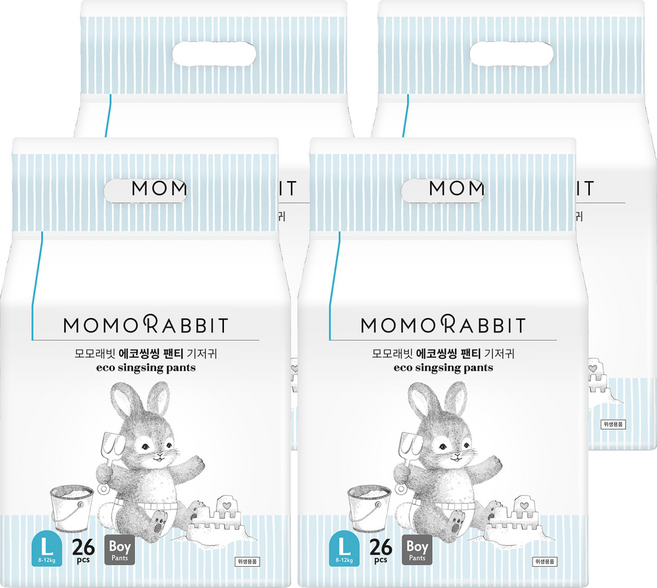 모모래빗 에코씽씽 오리지널 팬티기저귀 남아용, 대형(L), 104매