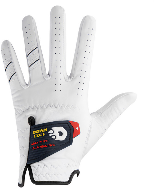 DDAM GOLF 男款全羊皮高爾夫左手手套, 白色, 1件