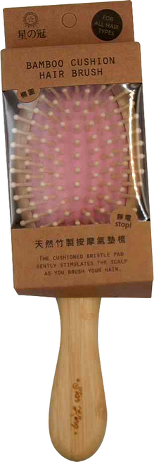 STAR KING 星之冠 天然竹製按摩氣墊梳, 粉色, 1支