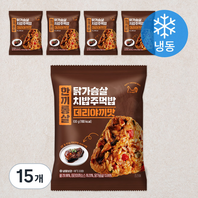 한끼통살 닭가슴살 치밥주먹밥 데리야끼맛 (냉동), 100g, 15개