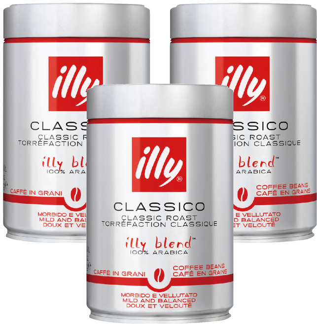 illy 意利咖啡 中培 100%阿拉比卡 250g, 咖啡豆(無研磨), 3罐
