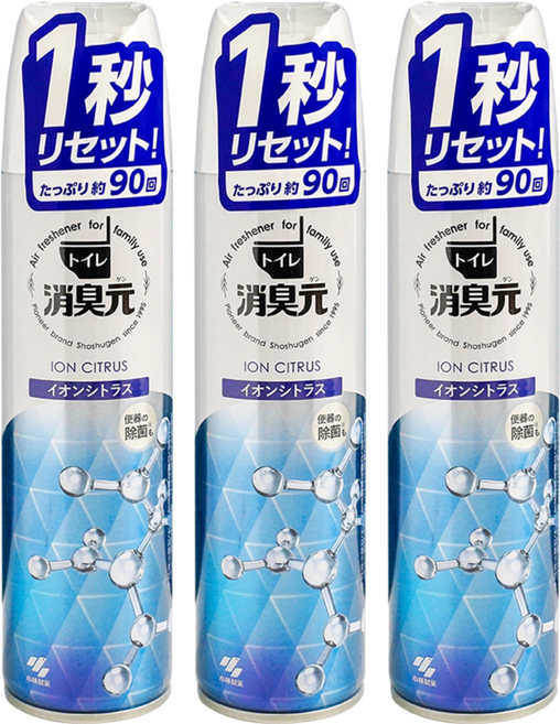 KOBAYASHI 小林製藥 消臭元 浴廁用芳香噴霧, 柑橘清香, 280ml, 3瓶