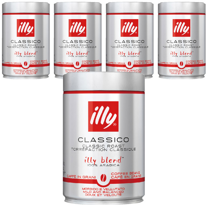 illy 意利咖啡 中培 100%阿拉比卡 250g, 咖啡豆(無研磨), 5罐