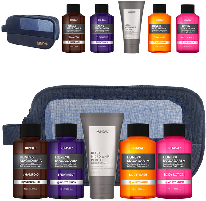 쿤달 여행용 헤어 5종 세트 화이트머스크향 B타입, 2세트