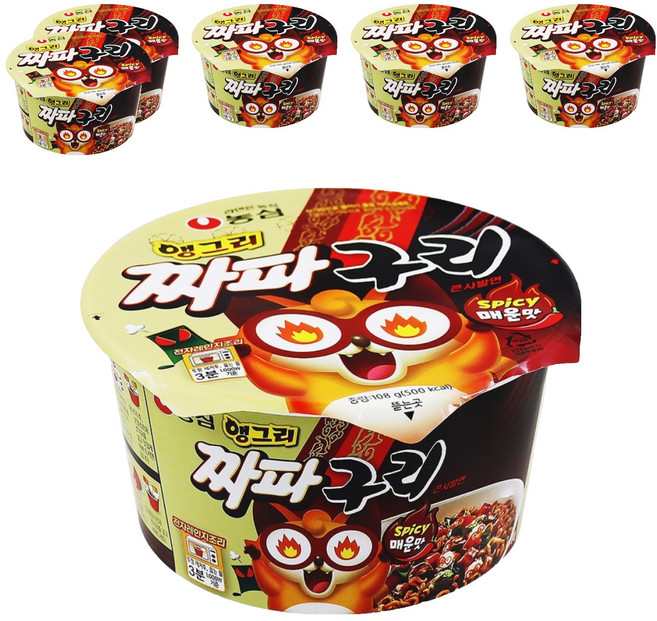 Chapaguri 大碗裝浣熊炸醬烏龍麵 辣味 108g, 6入