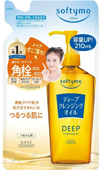 KOSE 高絲 SOFTYMO 絲芙蒂 台灣公司貨 深層潔顏卸粧油補充包, 210ml, 1包