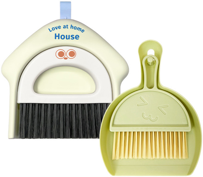 데일드 캐릭터 미니 빗자루 + 쓰레받이 2종 세트, 옐로우하우스, 심플그린, 1세트