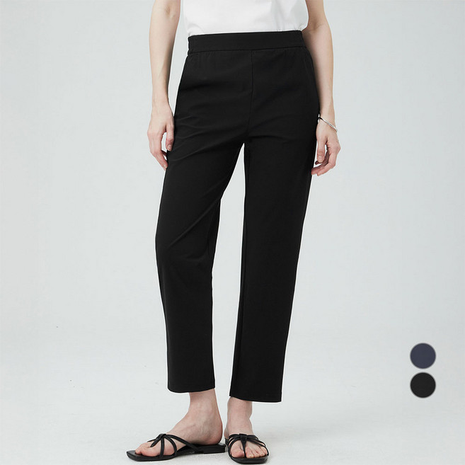 ELLEPARIS 여성용 스트레이트핏 풀스트레치 하프밴딩 데일리 쿨링 팬츠