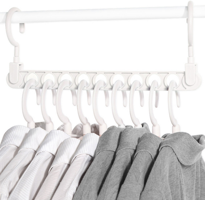하늬통상 공간활용 9구 옷걸이, 아이보리, 8개