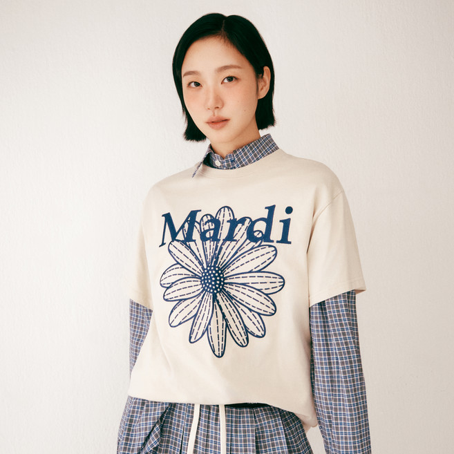 Mardi Mercredi 女款花朵刺繡棉質T恤