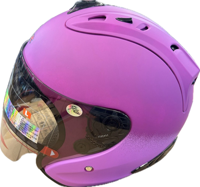 R3A6 全罩式安全帽 含一層護目鏡 騎乘機車用防護頭盔, 深紫淺紫色