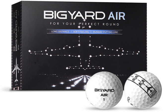 빅야드 AIR 4색 퍼팅라인 골프공 세트 3피스 42.67mm, 화이트, 3개입, 4세트