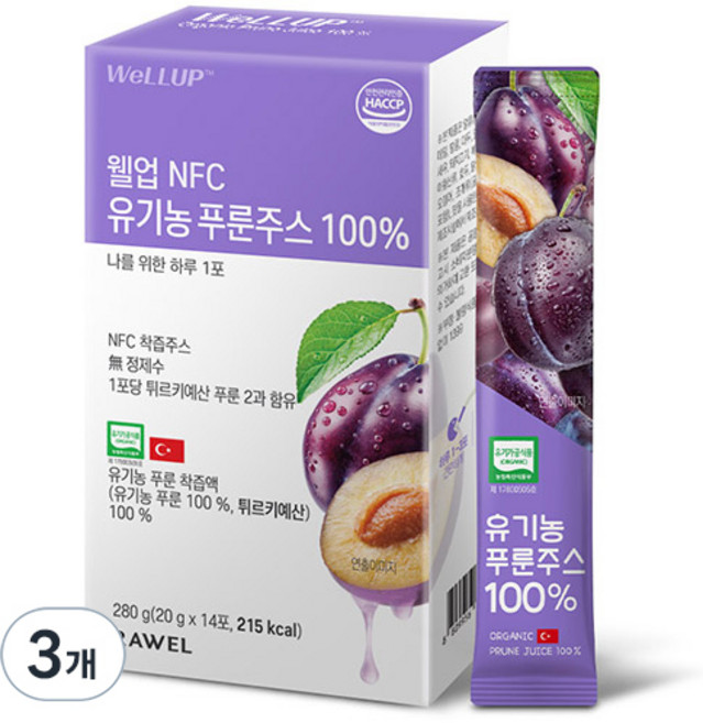 wellup NFC李子汁隨身包 14條入, 3個, 280g