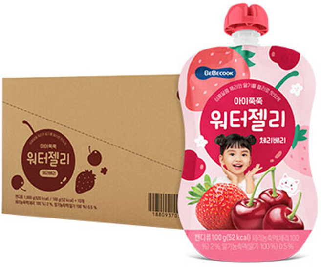 베베쿡 아이쭉쭉 워터젤리 체리베리, 100g, 10개