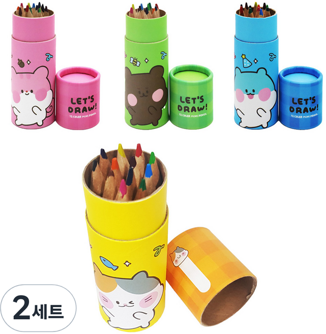 아가플러스 심플 우드 미니 색연필 4종 세트, 2세트, 12색