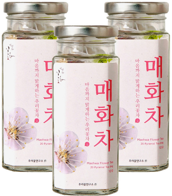 우리꽃연구소 마음맑은우리꽃차 매화차, 500mg, 20개입, 3개