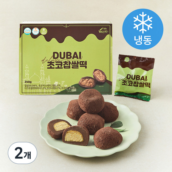 떡미당 두바이 초코 찹쌀떡 (냉동), 40g, 2개, 6개입