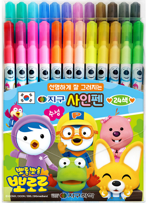지구화학 뽀로로 사인펜 24종 세트, 24색, 1세트