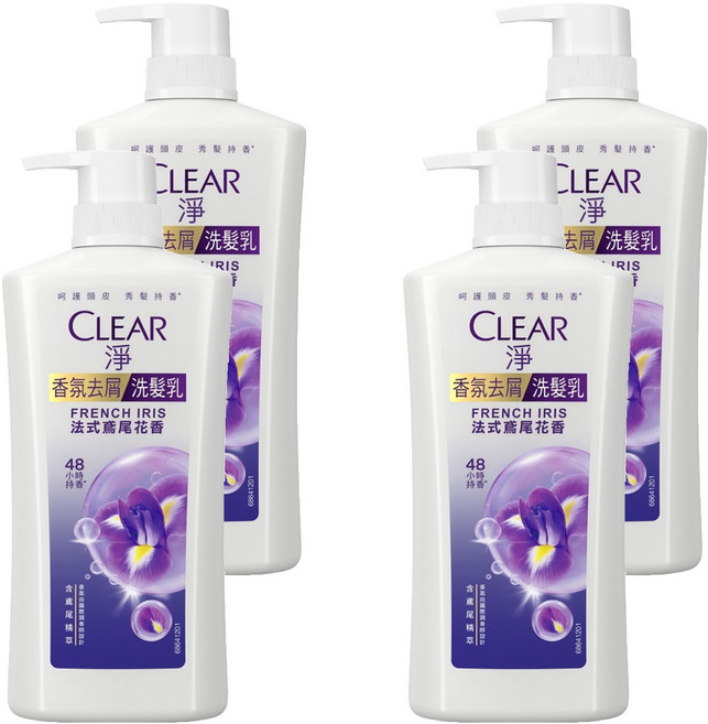 CLEAR 淨 頭皮護理香氛去屑洗髮乳 法式鳶尾花香, 750g, 4瓶