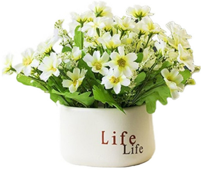 타이탄 인테리어 포인트 조화+화분, 화이트 플라워, 1세트