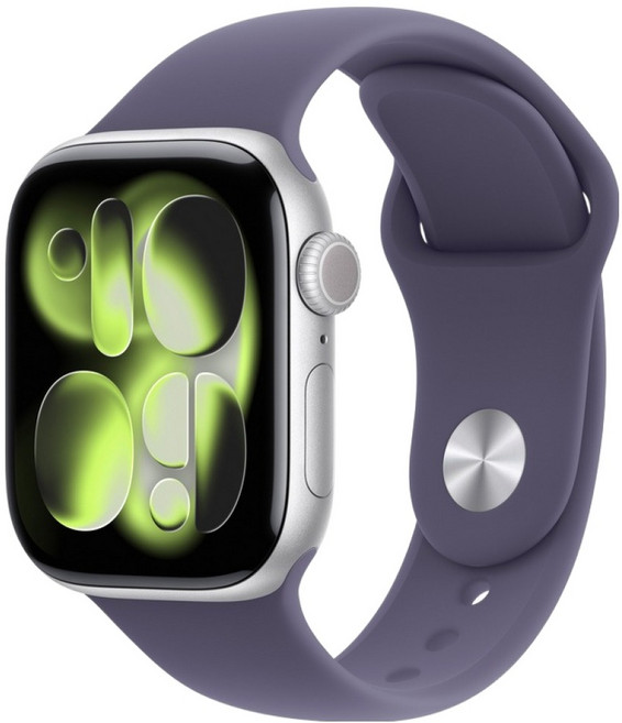 Apple 2025 Apple Watch S11 鋁金屬, 42mm, 銀色 + M/L霧紫色運動型錶帶, GPS