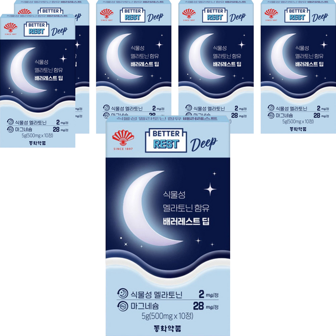 동화약품 부채표 배러레스트 딥 식물성 멜라토닌 5g, 10정, 6개