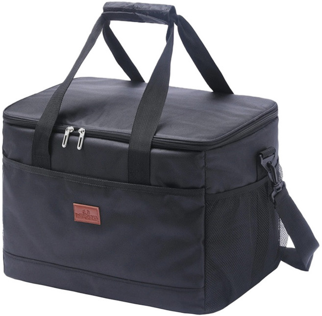 Mega 加厚牛津布大容量 33L 手提/肩背/斜挎 野餐包/戶外冰包, 黑色, 1個