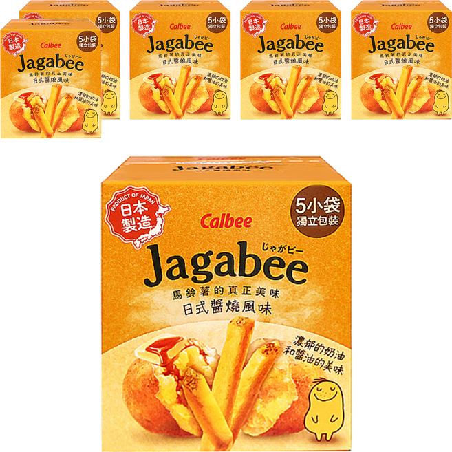 Calbee 卡樂比 Jagabee 日本加卡比薯條 日式醬燒風味 5包, 75g, 6盒