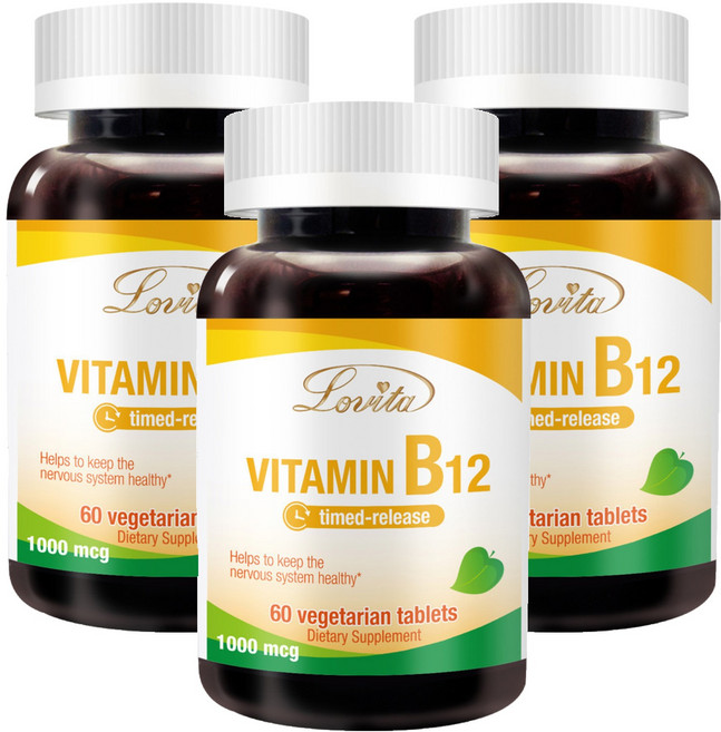 Lovita 緩釋型維生素B12食品錠, 60顆, 3罐