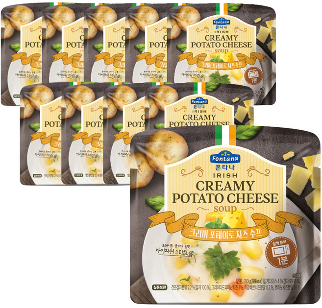 폰타나 크리미 포테이토 치즈 전자레인지용 수프, 180g, 10개