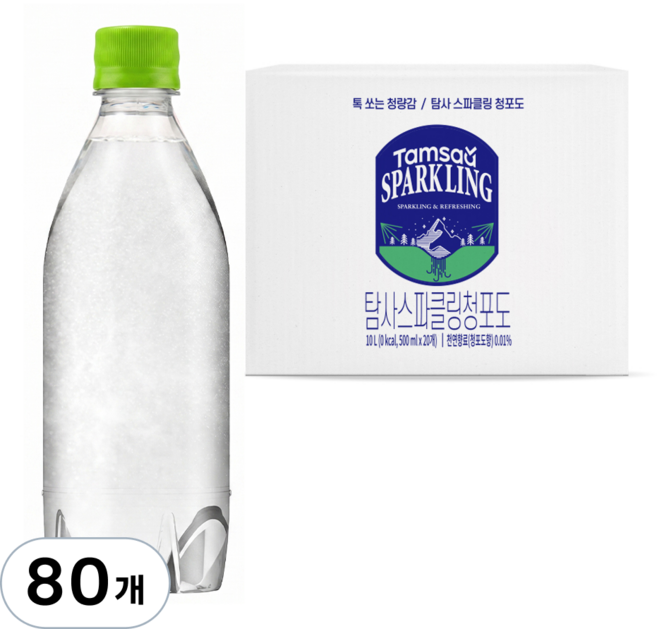 탐사 스파클링 청포도 무라벨, 80개, 500ml