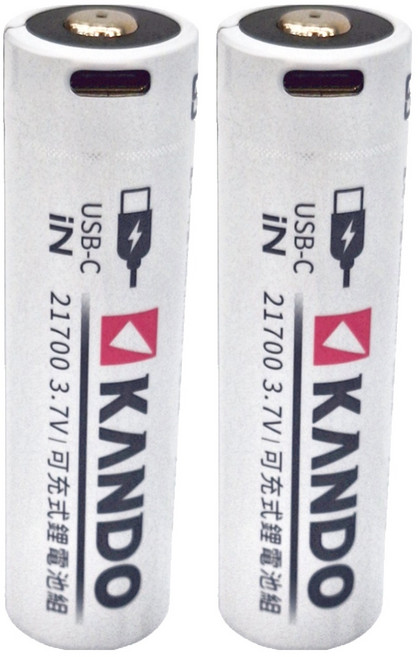 KANDO 感動 3.7V USB充電式鋰電池 UC-21700, 2個, 1入