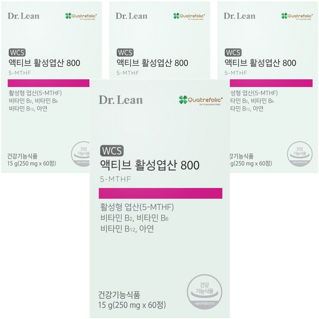 닥터린 액티브 활성엽산 800, 60정, 4개